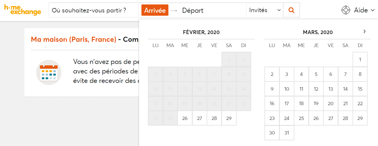 Calendrier-HomeExchange-comment trouver echange de maison